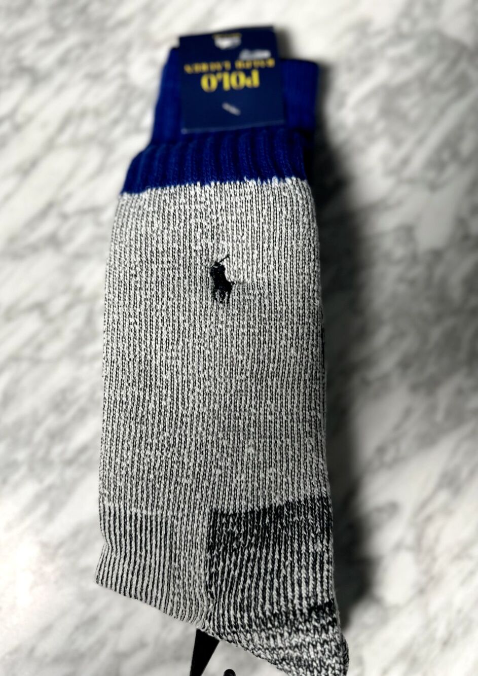 Polo Ralph Lauren Men’s Wool Blend Royal Blue Grey Winter Crew Socks Size 10-13